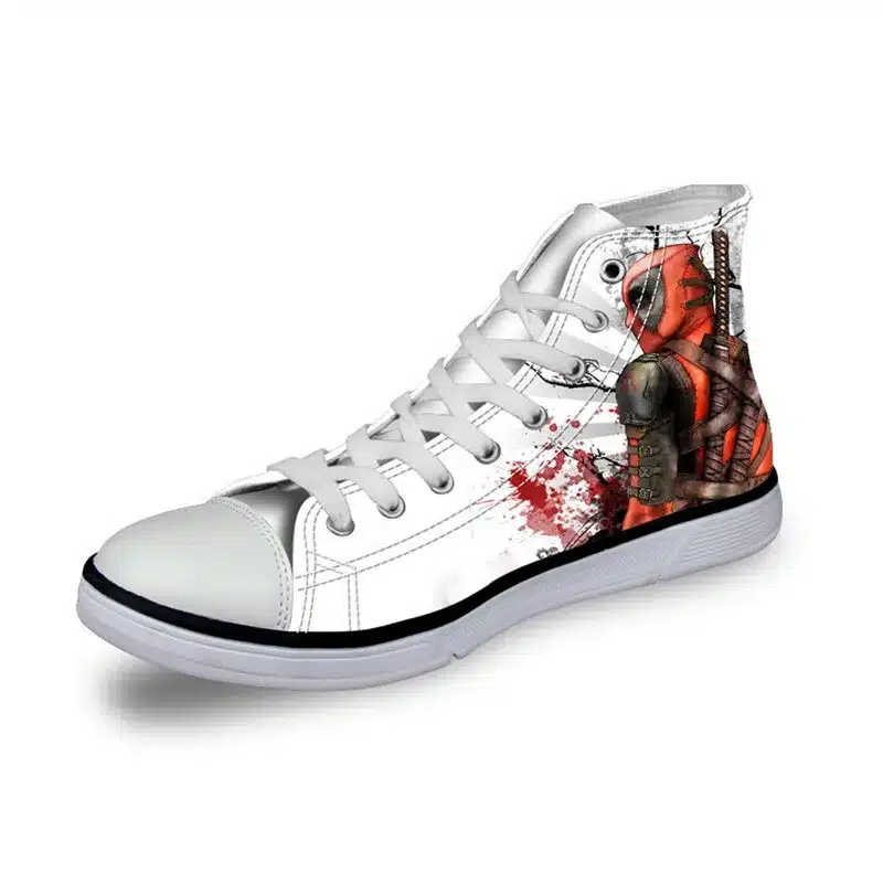 FORUDESIGNS Hot Mens High Top Canvas Shoes Classic Men Lace-up Vulcanized Shoes Cool Super Hero Deadpool Printed High-top Shoes 14