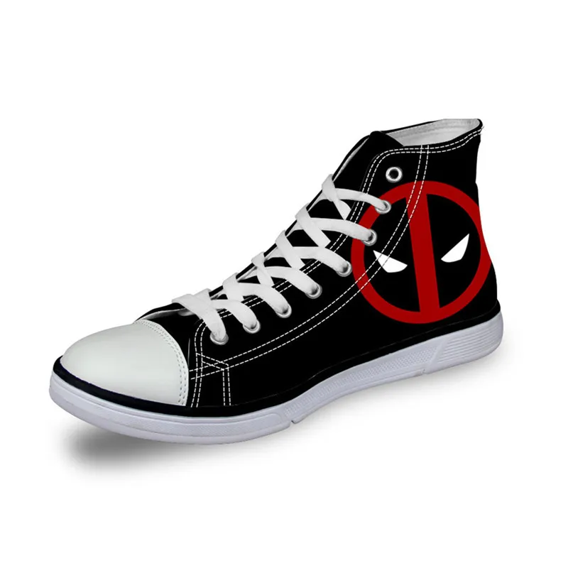 FORUDESIGNS Hot Mens High Top Canvas Shoes Classic Men Lace-up Vulcanized Shoes Cool Super Hero Deadpool Printed High-top Shoes 18