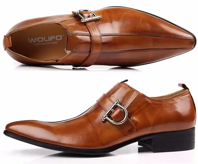 Large size EUR45 Brown/black pointed toe summer loafers men dress shoes genuine leather formal business shoes mens wedding shoes 6