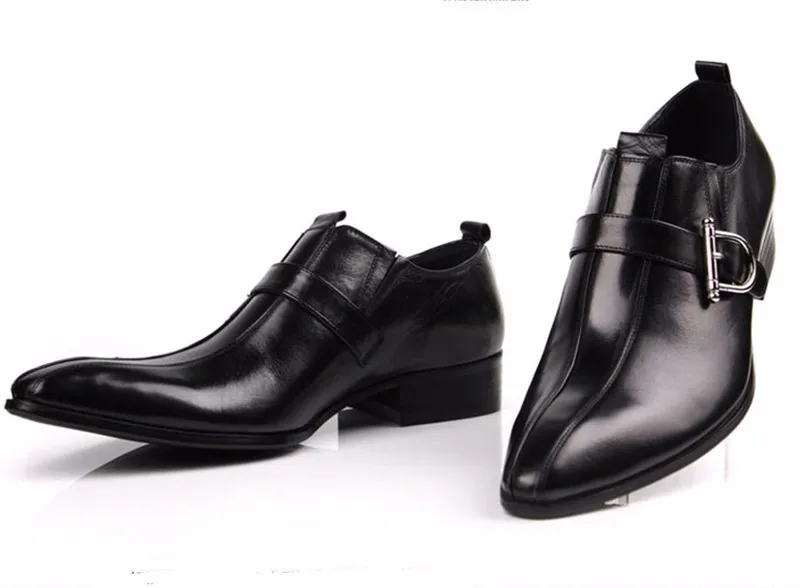 Large size EUR45 Brown/black pointed toe summer loafers men dress shoes genuine leather formal business shoes mens wedding shoes 9