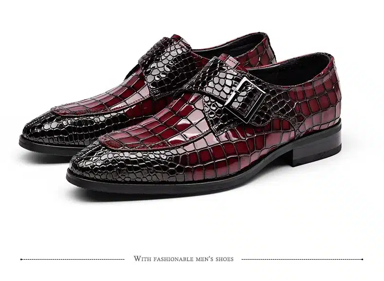 Mens Bullock genuine wine red leather shoes buckle black men party wedding dress shoe Business Leather Shoes ST68102 CHENGYUAN 17