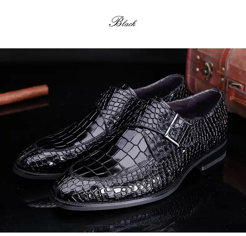 Mens Bullock genuine wine red leather shoes buckle black men party wedding dress shoe Business Leather Shoes ST68102 CHENGYUAN 21