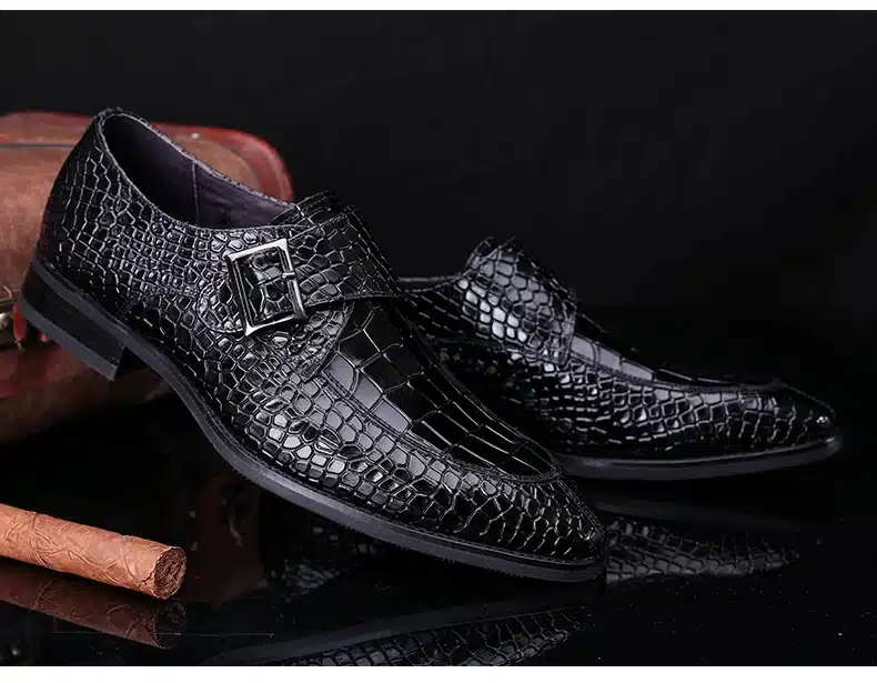 Mens Bullock genuine wine red leather shoes buckle black men party wedding dress shoe Business Leather Shoes ST68102 CHENGYUAN 22