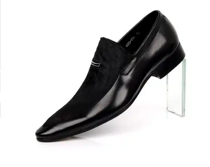 Large size EUR45 fashion Black flats genuine leather mens suede dress shoes pointed toe business dress shoes mens wedding shoes 15