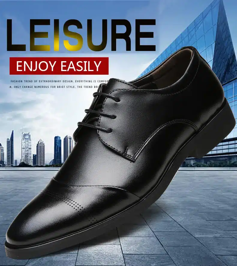 BIMUDUIYU 38-47 High Quality Leather Dress Shoes Tide Pointed England Style Business Wedding Formal Flats Black Shoes For Men 12