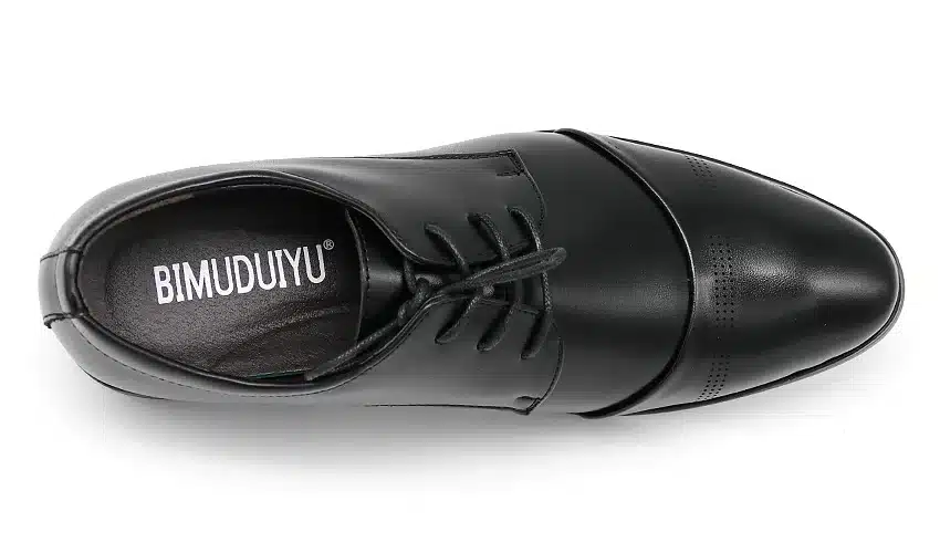 BIMUDUIYU 38-47 High Quality Leather Dress Shoes Tide Pointed England Style Business Wedding Formal Flats Black Shoes For Men 22