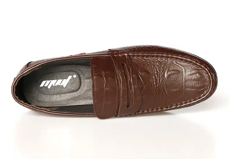MVVT 2017 New Slip-On Men Formal Shoes Basic Dress Shoes Genuine Leather Shoes Men Fashion Crocodile Grain Men Flats 30