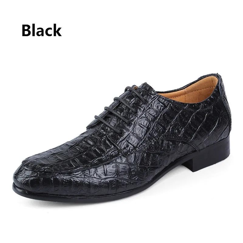 BIMUDUIYU Fashion Crocodile Grain Genuine Leather Lace-Up Business Shoes Men Dress Leather Shoes zapatos hombre Big Size 39-49 12