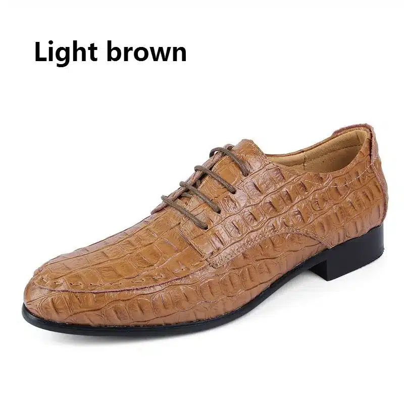 BIMUDUIYU Fashion Crocodile Grain Genuine Leather Lace-Up Business Shoes Men Dress Leather Shoes zapatos hombre Big Size 39-49 13