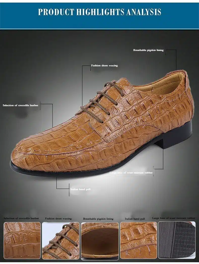 BIMUDUIYU Fashion Crocodile Grain Genuine Leather Lace-Up Business Shoes Men Dress Leather Shoes zapatos hombre Big Size 39-49 21