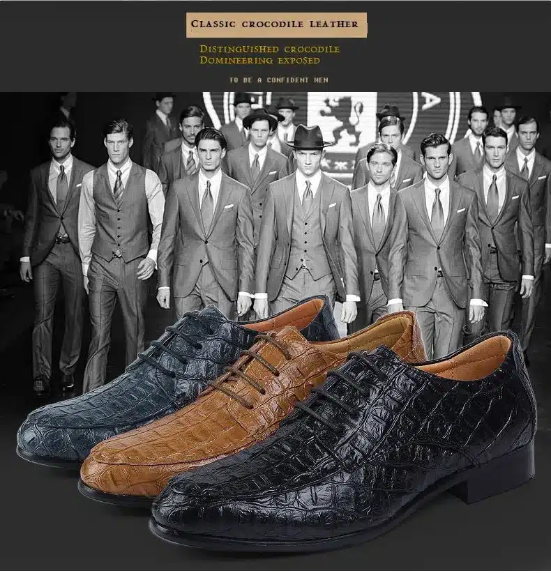 BIMUDUIYU Fashion Crocodile Grain Genuine Leather Lace-Up Business Shoes Men Dress Leather Shoes zapatos hombre Big Size 39-49 24