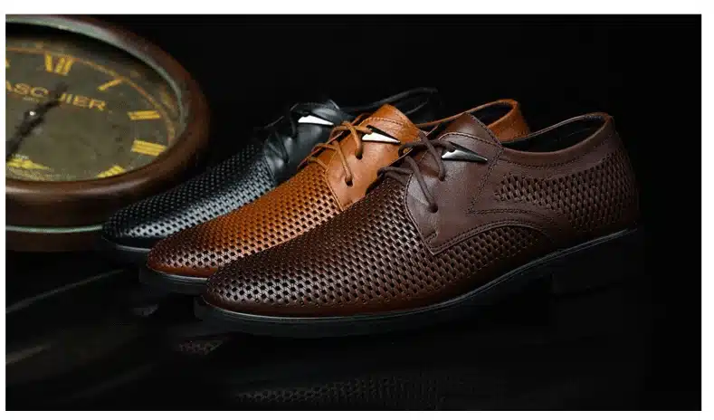 Plus size 38-47 Genuine Leather Shoes Men Oxford Breathable Hollow-out Dress Shoes Business Men Shoes Summer Formal Shoes 17