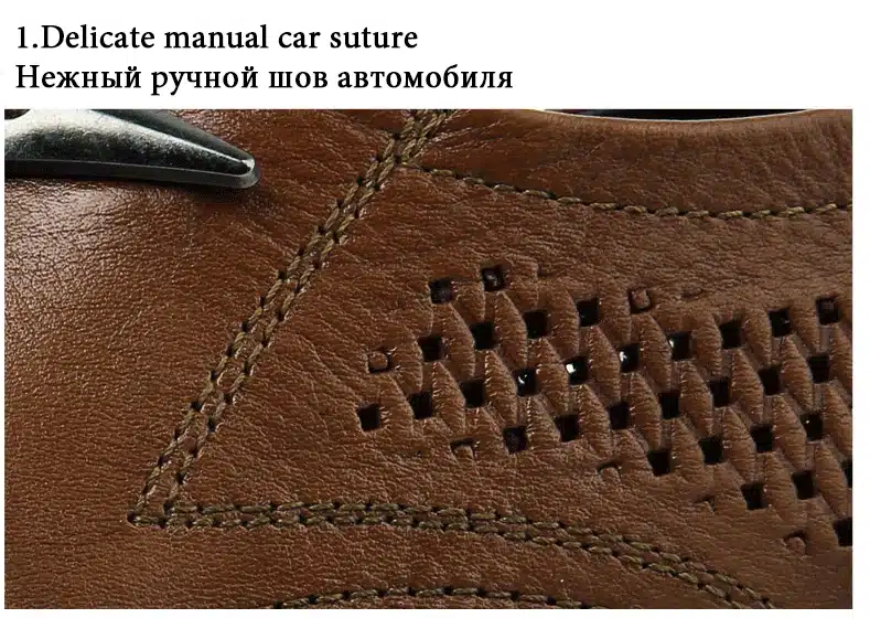 Plus size 38-47 Genuine Leather Shoes Men Oxford Breathable Hollow-out Dress Shoes Business Men Shoes Summer Formal Shoes 18