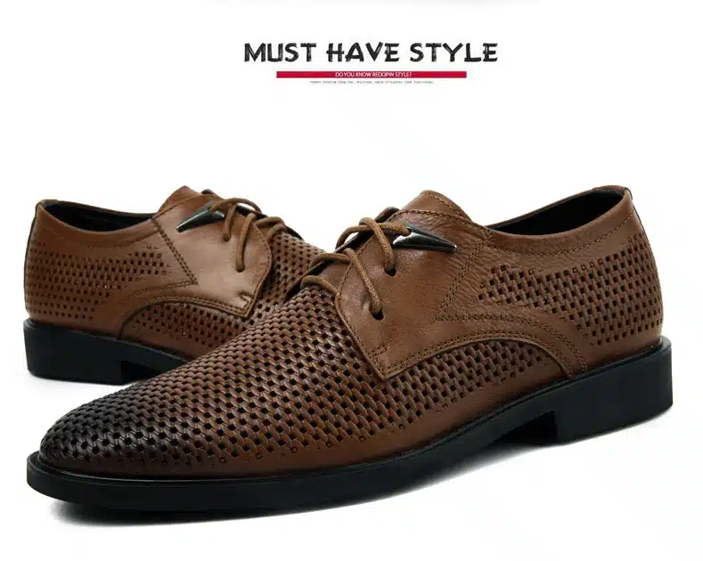 Plus size 38-47 Genuine Leather Shoes Men Oxford Breathable Hollow-out Dress Shoes Business Men Shoes Summer Formal Shoes 29