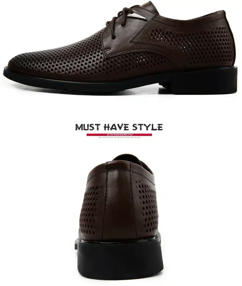 Plus size 38-47 Genuine Leather Shoes Men Oxford Breathable Hollow-out Dress Shoes Business Men Shoes Summer Formal Shoes 30