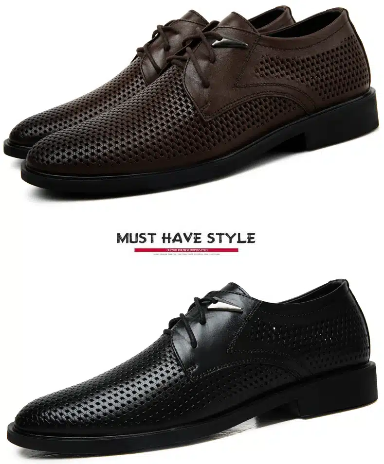 Plus size 38-47 Genuine Leather Shoes Men Oxford Breathable Hollow-out Dress Shoes Business Men Shoes Summer Formal Shoes 32