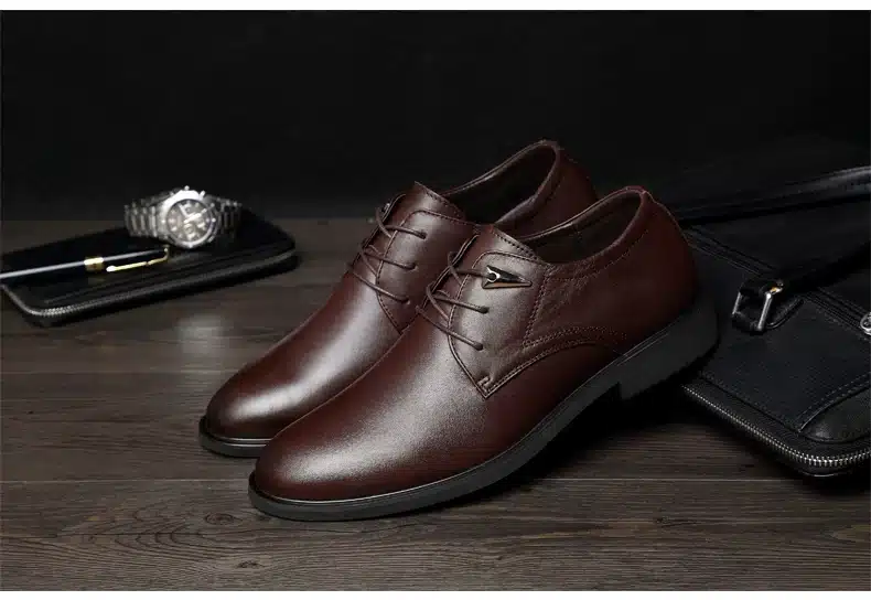 MVVT Plus Size Genuine Leather Dress Shoes Fashion Pointed Toe Men Oxfords High Quality Men Shoes Solid Men Flats Shoes 24