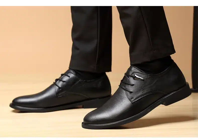 MVVT Plus Size Genuine Leather Dress Shoes Fashion Pointed Toe Men Oxfords High Quality Men Shoes Solid Men Flats Shoes 27