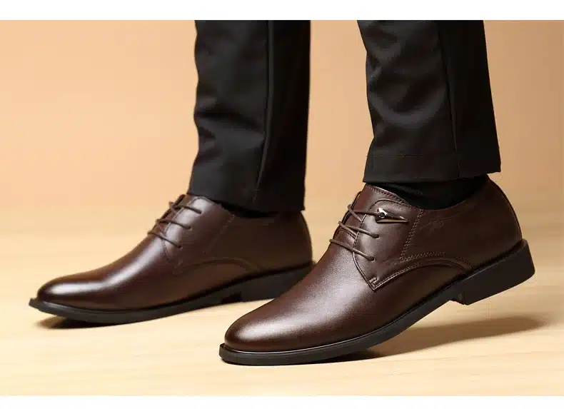 MVVT Plus Size Genuine Leather Dress Shoes Fashion Pointed Toe Men Oxfords High Quality Men Shoes Solid Men Flats Shoes 29
