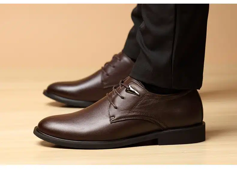 MVVT Plus Size Genuine Leather Dress Shoes Fashion Pointed Toe Men Oxfords High Quality Men Shoes Solid Men Flats Shoes 31