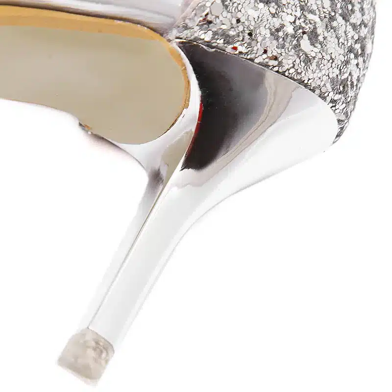 Plus Size Cinderella Shoes Low Heels Ladies Pumps Women Wedding Party Shoes Thin Heel Rhinestone Butterfly Crystal Dress Shoes 30