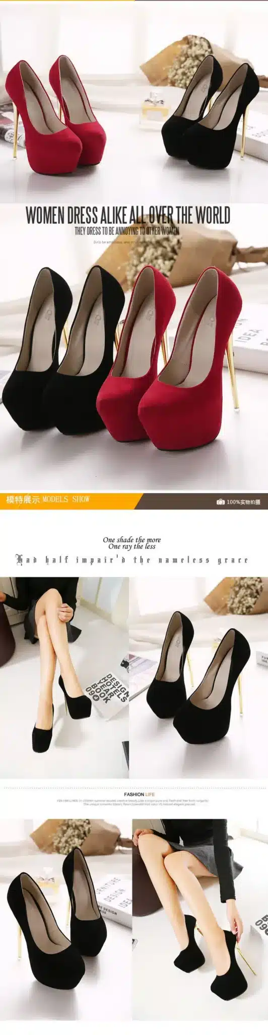 HOT New Sexy Women Pumps 16CM Round Toe High Heels Women Shoes Simple Fine Heels Women's Singles Shoes Size 34-40 13