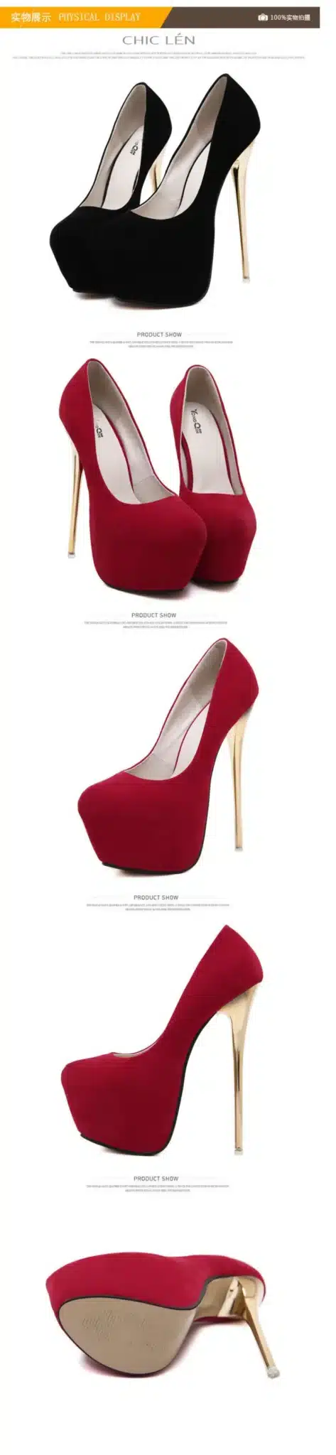 HOT New Sexy Women Pumps 16CM Round Toe High Heels Women Shoes Simple Fine Heels Women's Singles Shoes Size 34-40 16
