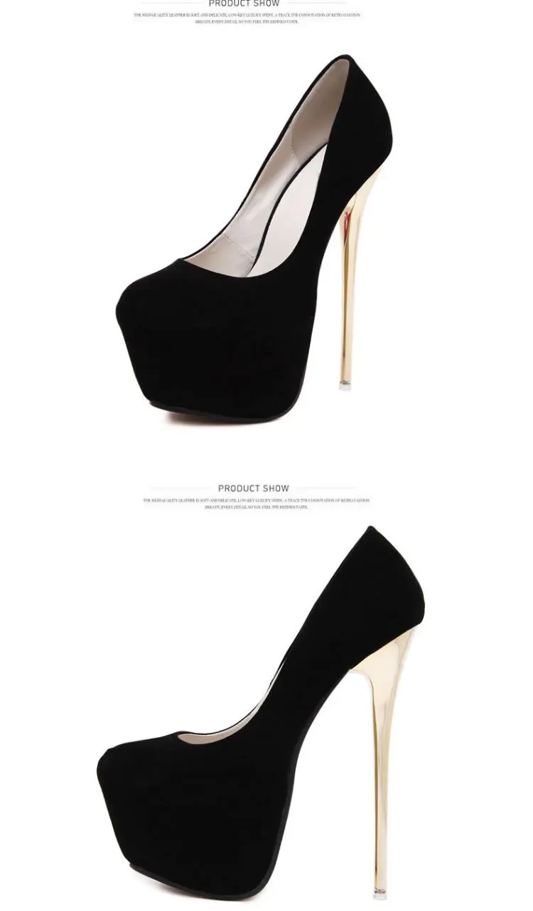 HOT New Sexy Women Pumps 16CM Round Toe High Heels Women Shoes Simple Fine Heels Women's Singles Shoes Size 34-40 17