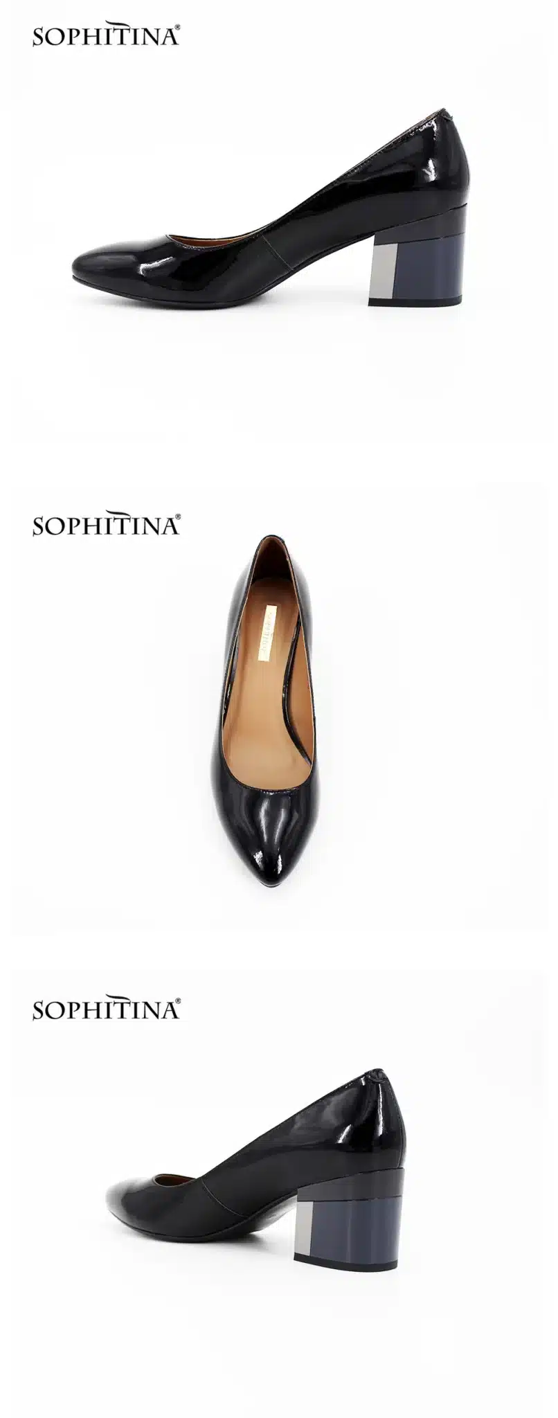 SOPHITINA Brand Thick heel Ladies Pumps Patent Leather Pointed Toe Colorful heels Party Wine Red Black Handmade Shoes Women D13 3