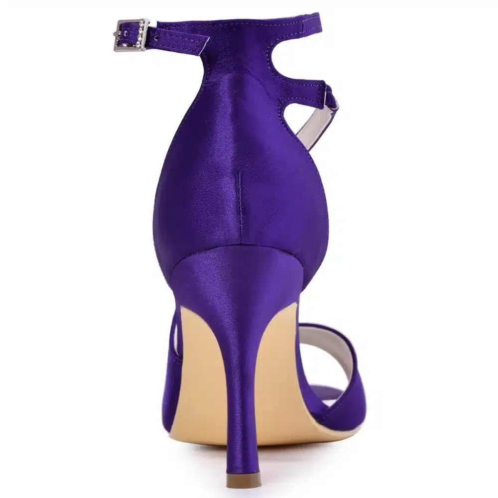 Woman High Heel Ankle Strap Sandals Teal Purple Peep Toe Bridesmaid Satin Prom Strappy Pumps Bride Wedding Bridal Shoes HP1565 14