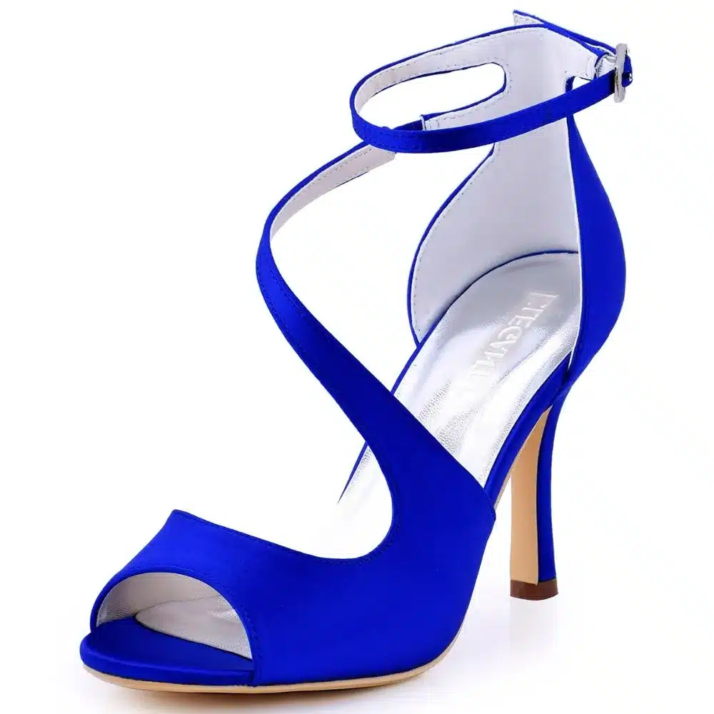 Woman High Heel Ankle Strap Sandals Teal Purple Peep Toe Bridesmaid Satin Prom Strappy Pumps Bride Wedding Bridal Shoes HP1565 17