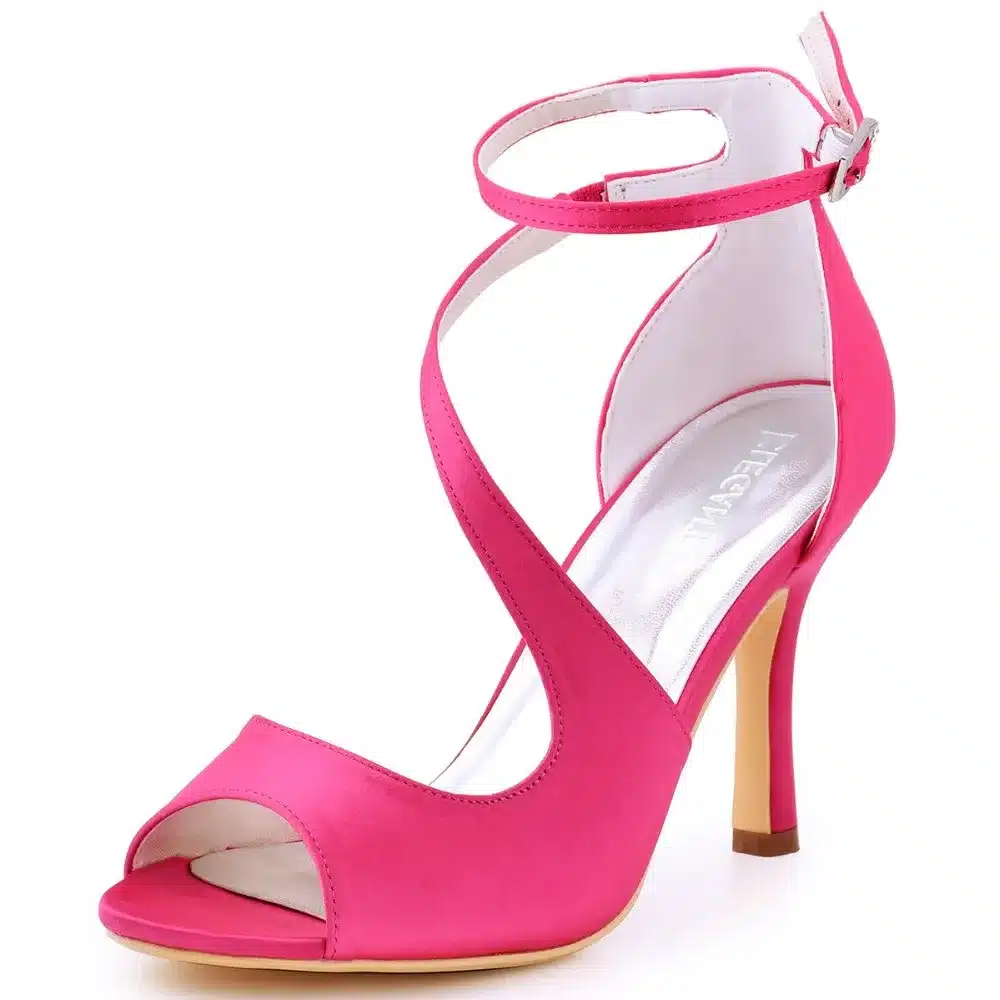 Woman High Heel Ankle Strap Sandals Teal Purple Peep Toe Bridesmaid Satin Prom Strappy Pumps Bride Wedding Bridal Shoes HP1565 18