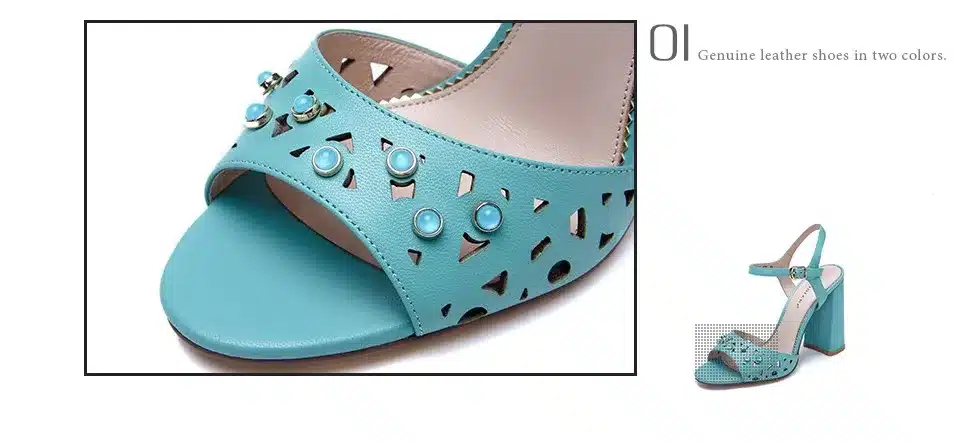 Genuine leather SANDALS high heels shoes for woman Ankle Strap Square heel Party model 35-40 size Free shipping BASSIRIANA 8