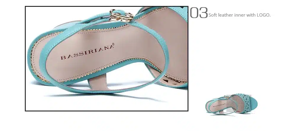 Genuine leather SANDALS high heels shoes for woman Ankle Strap Square heel Party model 35-40 size Free shipping BASSIRIANA 10
