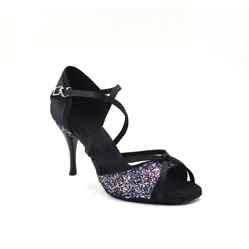 Glitter Girls Dancing Shoes women 8.5cm metal heel soft sole Khaki black grey Salsa Ballroom Latin Dance Shoes for Ladies NL002 12