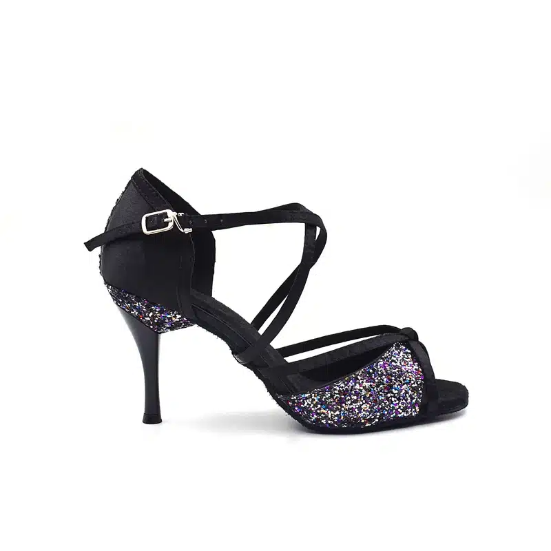 Glitter Girls Dancing Shoes women 8.5cm metal heel soft sole Khaki black grey Salsa Ballroom Latin Dance Shoes for Ladies NL002 13