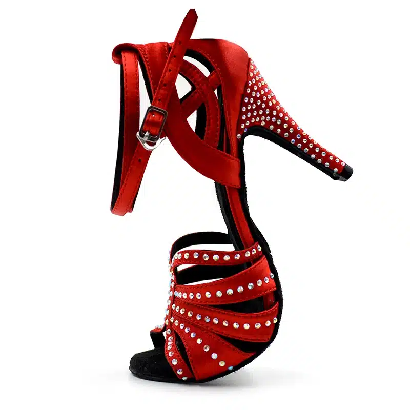 Zapatos de baile latino suede sole Best Seller 8.5cm heel Rhinestones Women Salsa Ballroom Latin Dance shoes with Diamond NL018 10