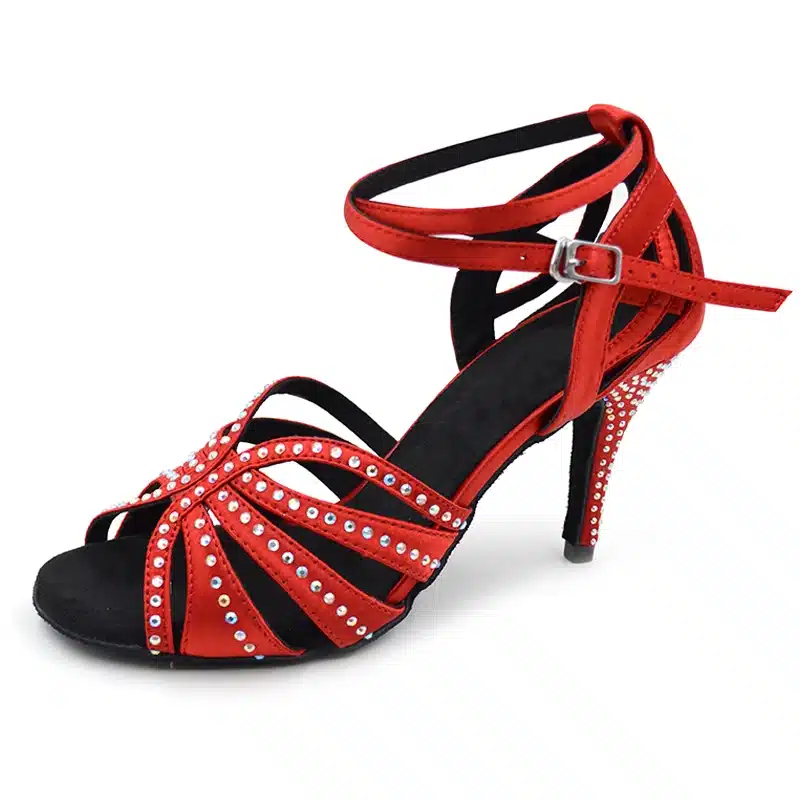 Zapatos de baile latino suede sole Best Seller 8.5cm heel Rhinestones Women Salsa Ballroom Latin Dance shoes with Diamond NL018 11