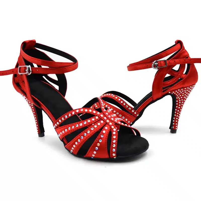 Zapatos de baile latino suede sole Best Seller 8.5cm heel Rhinestones Women Salsa Ballroom Latin Dance shoes with Diamond NL018 13
