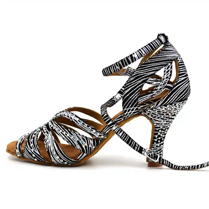 Zapatos de baile latino suede sole Best Seller 8.5cm heel Rhinestones Women Salsa Ballroom Latin Dance shoes with Diamond NL018 14