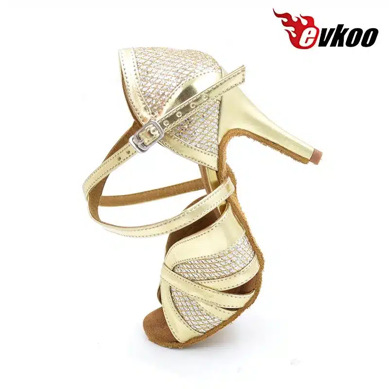 Evkoodance Most Comfortable Gold New Style Salsa Ballroom Dance Shoes 8.5cm Heel Latin Dance Shoes Women Evkoo-267 12