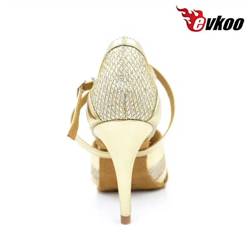 Evkoodance Most Comfortable Gold New Style Salsa Ballroom Dance Shoes 8.5cm Heel Latin Dance Shoes Women Evkoo-267 14