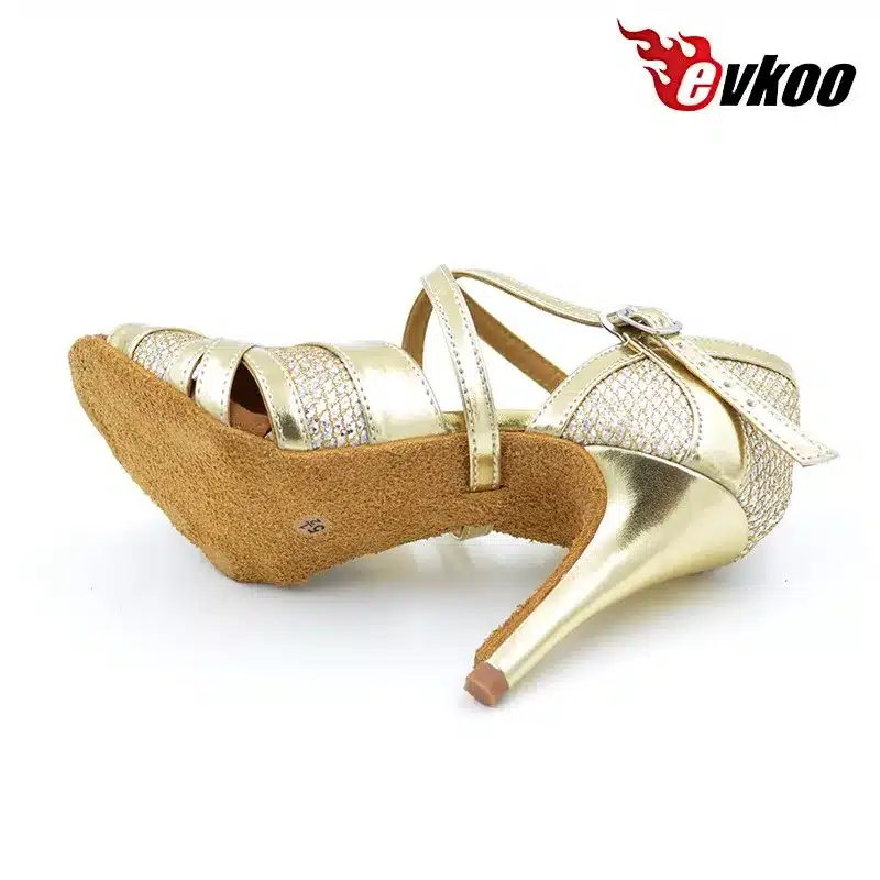 Evkoodance Most Comfortable Gold New Style Salsa Ballroom Dance Shoes 8.5cm Heel Latin Dance Shoes Women Evkoo-267 15