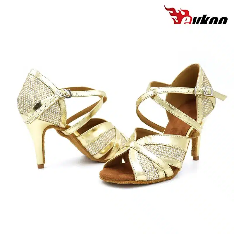Evkoodance Most Comfortable Gold New Style Salsa Ballroom Dance Shoes 8.5cm Heel Latin Dance Shoes Women Evkoo-267 17