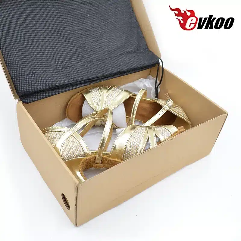 Evkoodance Most Comfortable Gold New Style Salsa Ballroom Dance Shoes 8.5cm Heel Latin Dance Shoes Women Evkoo-267 18
