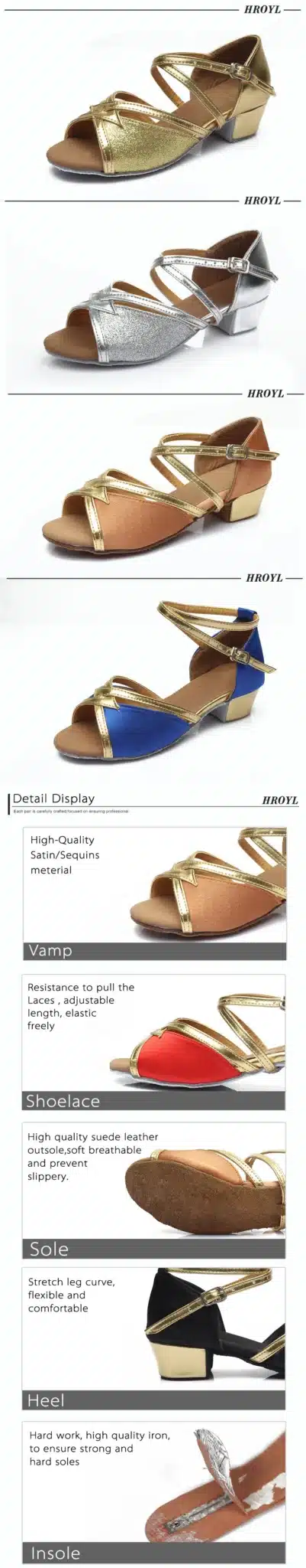 Size 24-41 New 2016 Girls Children Women dance shoes Tango Salsa Latin Dance Shoes Low Heel Black Silver Blue 6Color 10