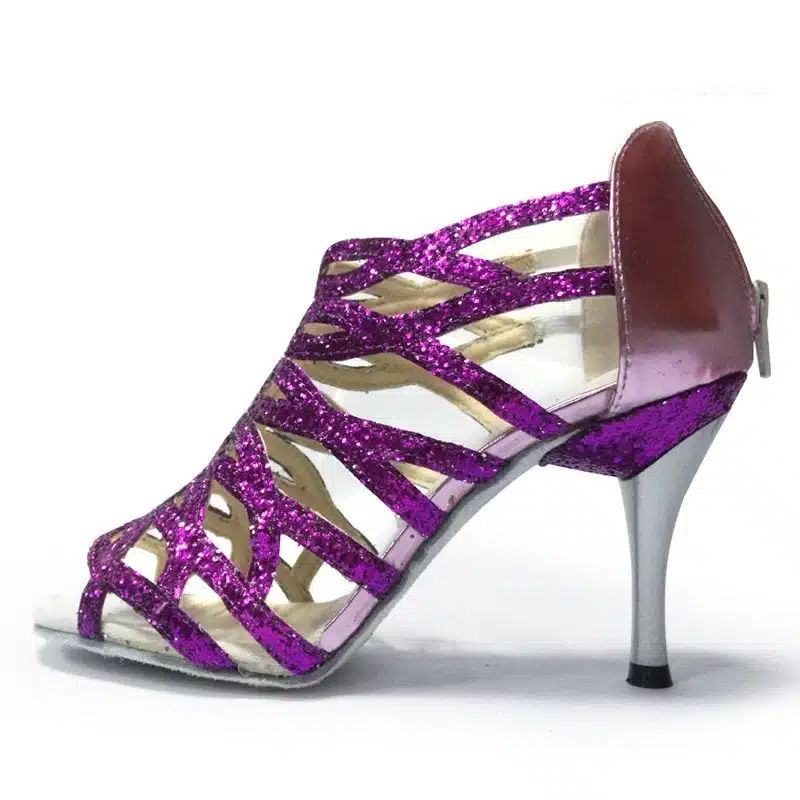 Shoes dance latin 8.5cm Slim high heel Leather soft sole Red Black Silver Pink Ballroom Salsa Women Latin Shoes Sandals NL008 12
