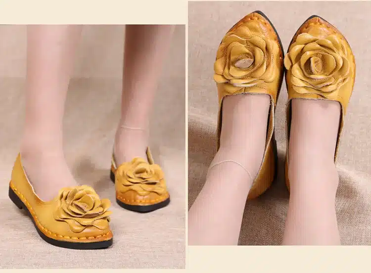 2017 New Vintage Handmade Folk Style Women Flats Casual Shoes Genuine Leather Lady Soft Bottom Shoes for Mother Fashion Loafers 21