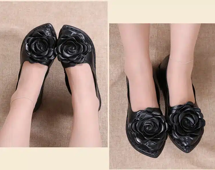 2017 New Vintage Handmade Folk Style Women Flats Casual Shoes Genuine Leather Lady Soft Bottom Shoes for Mother Fashion Loafers 33