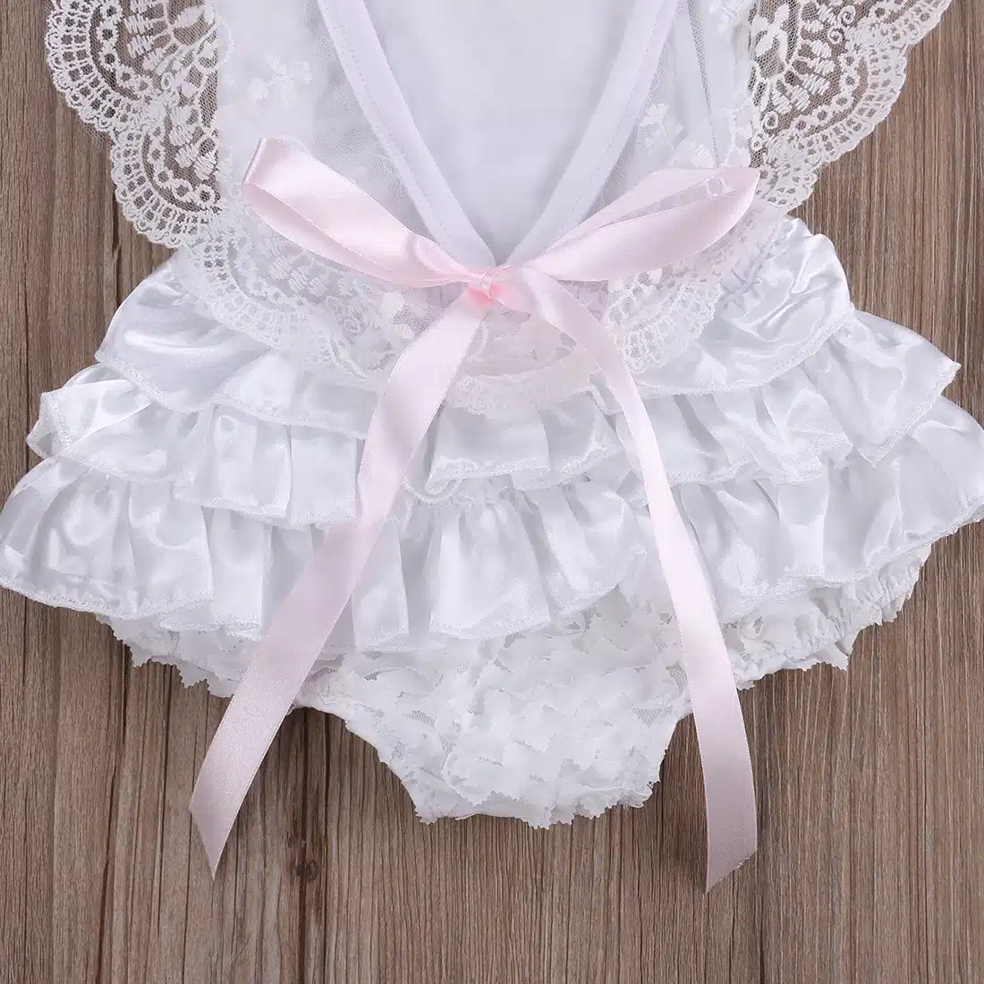 Tirred Cotton Bow Cute White Rompers Infant Baby Girl Clothes Lace Floral Ruffles Baby Girl Romper Cake Sunsuit Outfits 0-18M 5